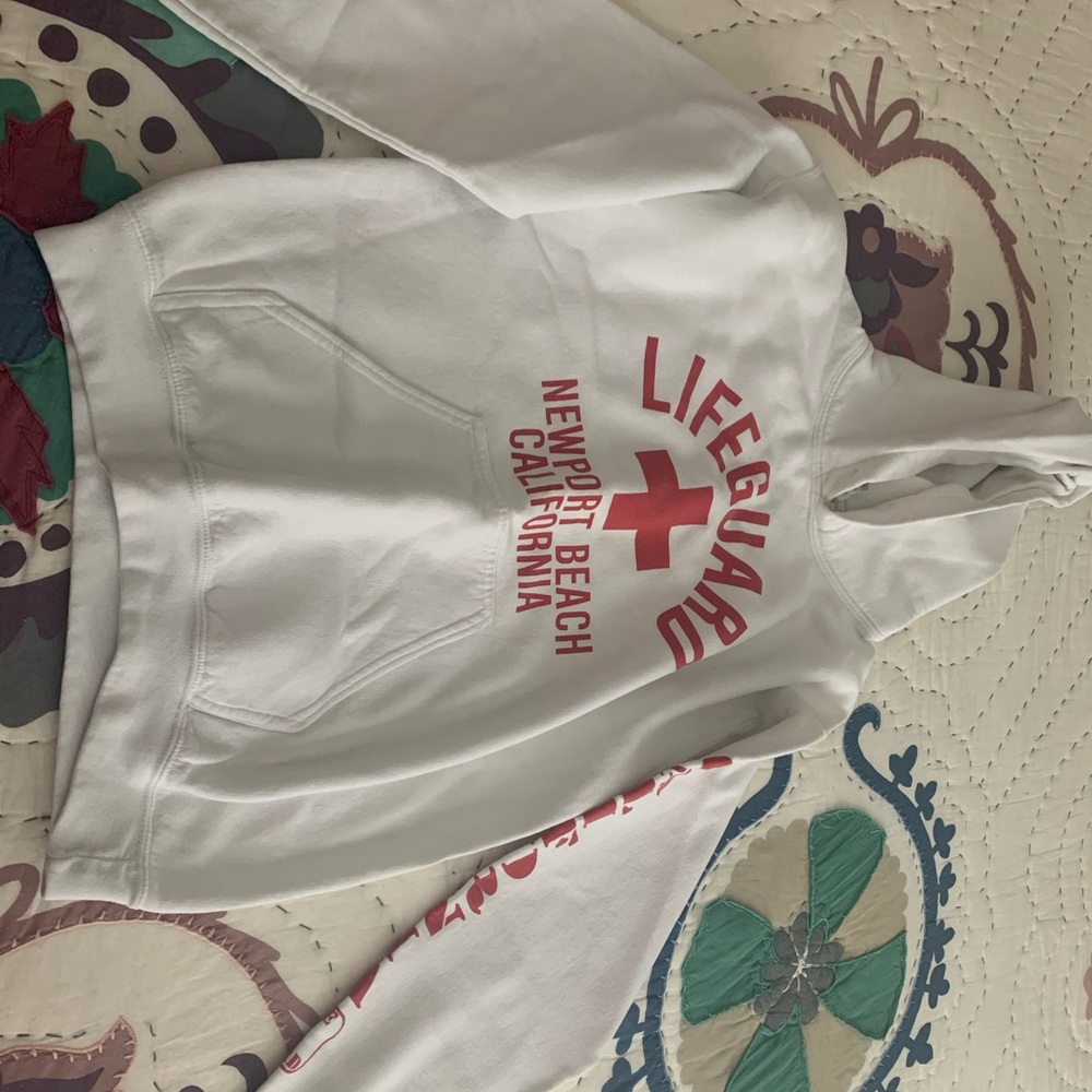 Newport life guard white and red hoodie